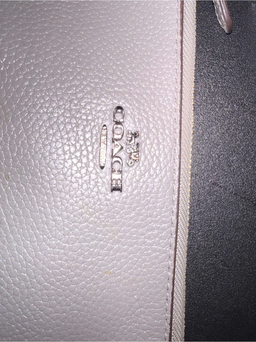 Coach Pebbled Leather Wristlet - Light Gray